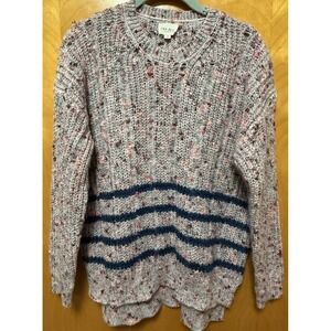 143 Story by Line Up Womens Crewneck Textured Hi Lo Hem Striped Sweater‎ Sz S